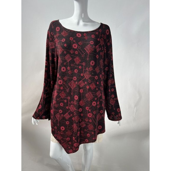Tunique Femme Mirasol XL - Manches Longues Noir/Marron/Or - Acétate/Spandex - Occasion Très Bon État (EUC)